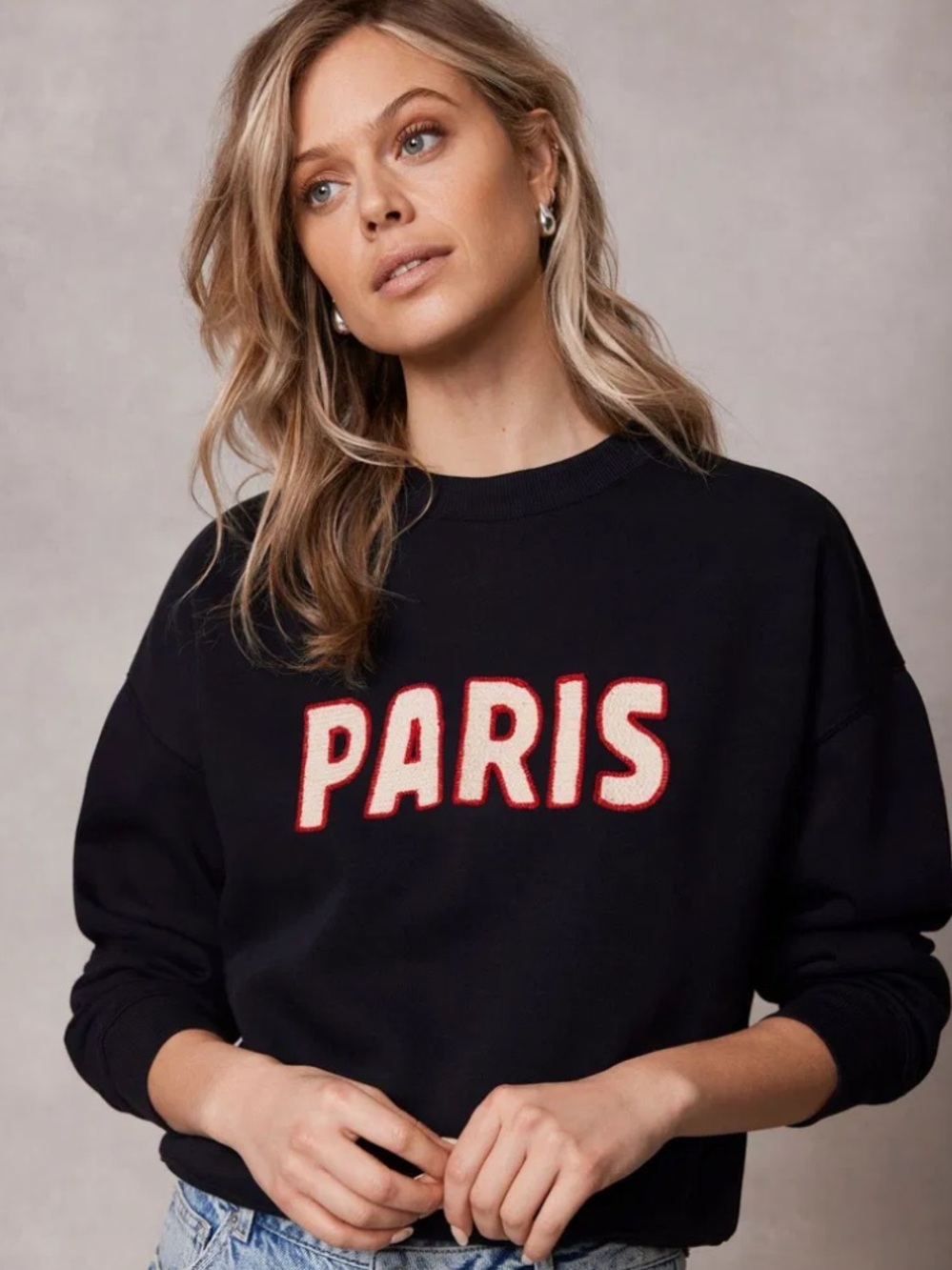 Mint Velvet PARIS Crewneck Sweatshirt Black